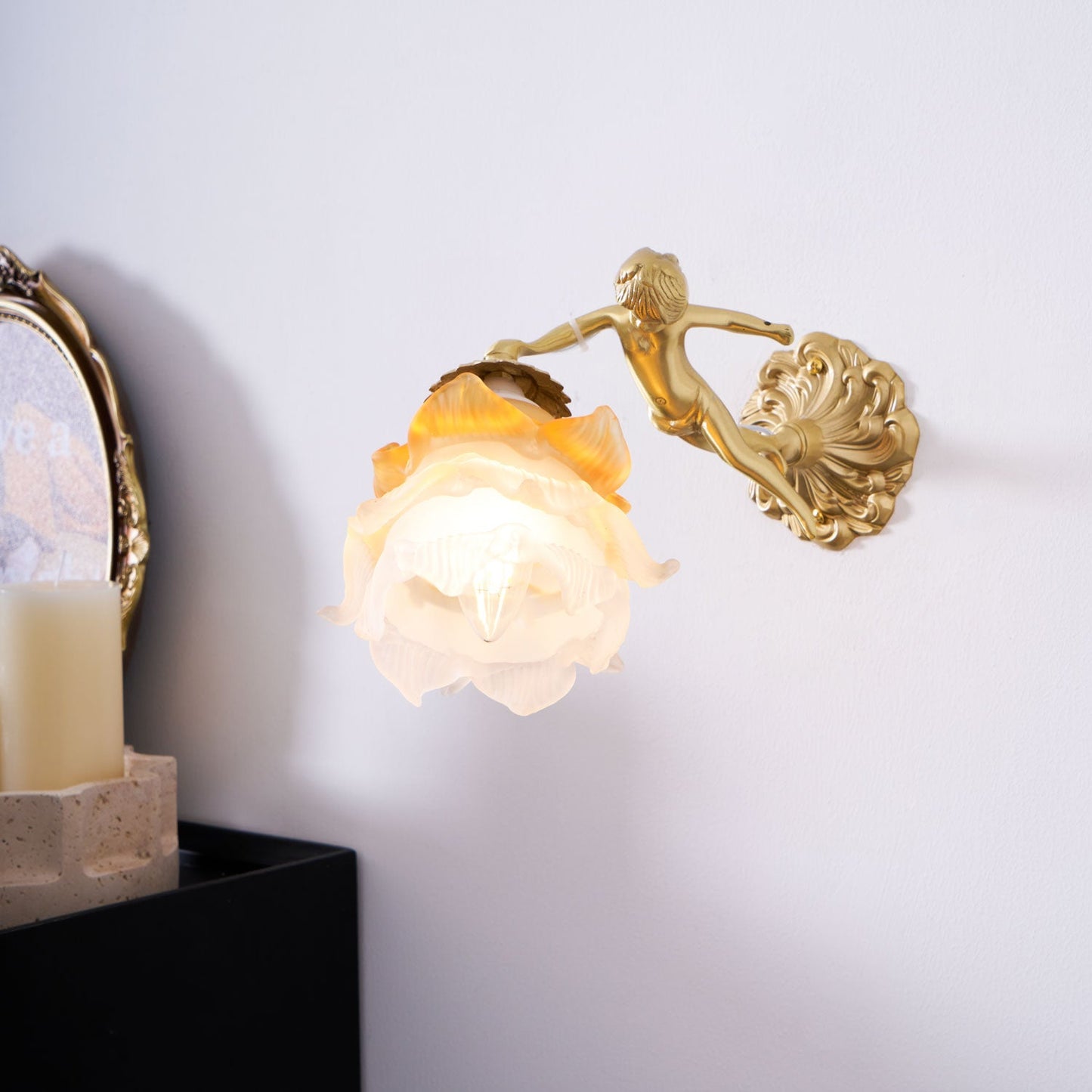 Flying Angel Wall Light | Baroque Design | Copper Finish