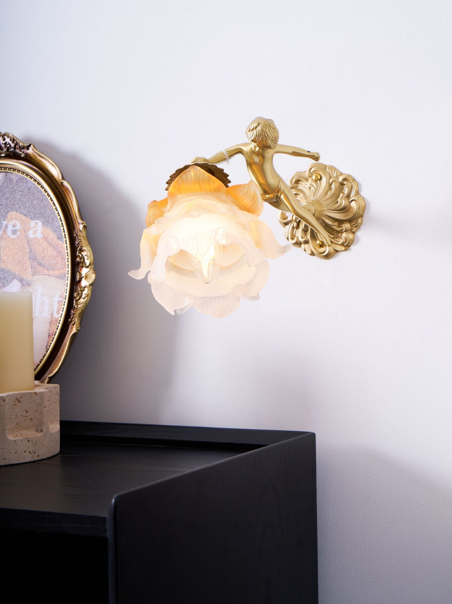 Flying Angel Wall Light | Baroque Design | Copper Finish