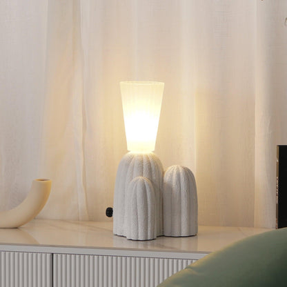 Cactus Table Lamp | Resin & Glass | White & Yellow