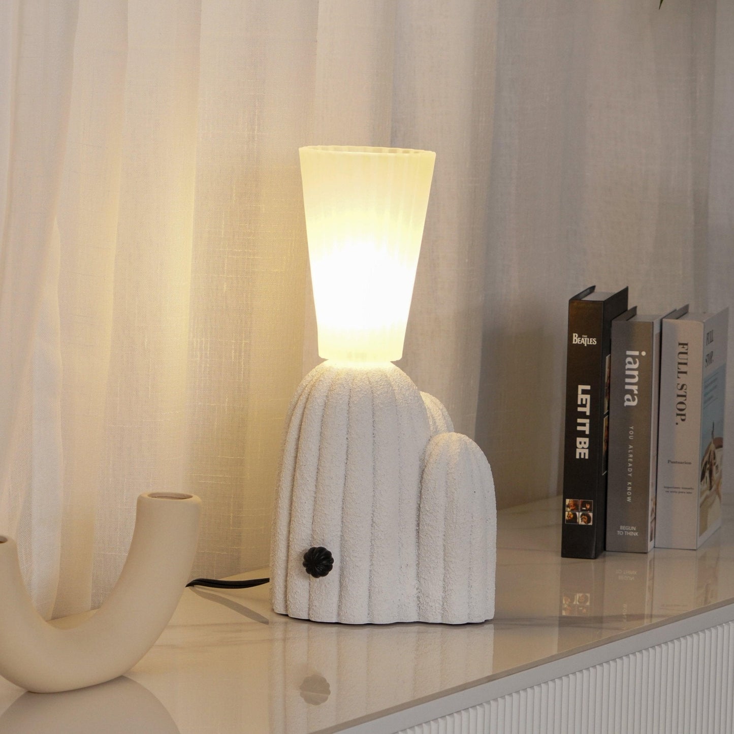 Cactus Table Lamp | Resin & Glass | White & Yellow
