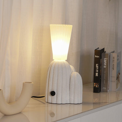 Cactus Table Lamp | Resin & Glass | White & Yellow