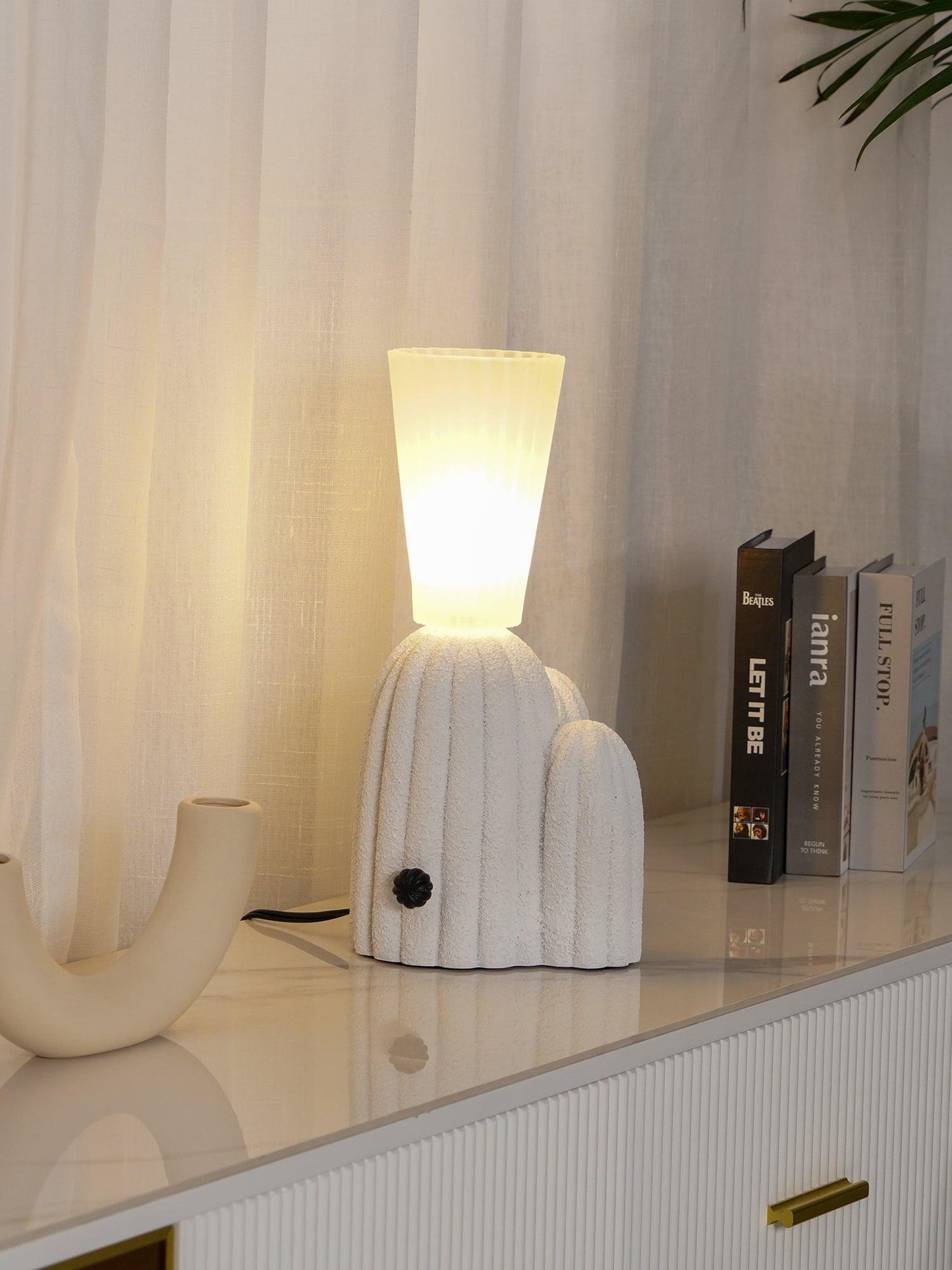 Cactus Table Lamp | Resin & Glass | White & Yellow