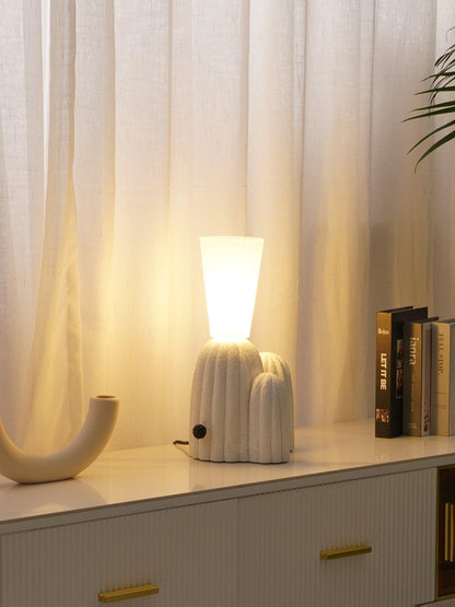 Cactus Table Lamp | Resin & Glass | White & Yellow