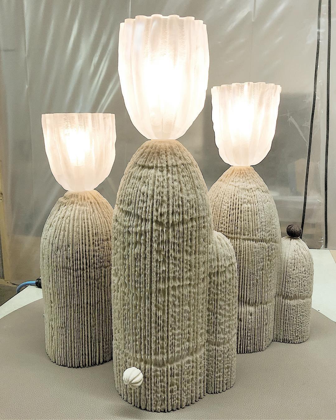 Cactus Table Lamp | Resin & Glass | White & Yellow