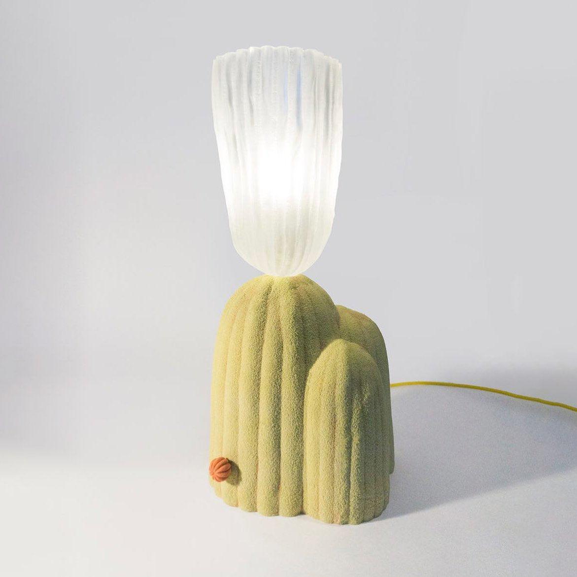 Cactus Table Lamp | Resin & Glass | White & Yellow