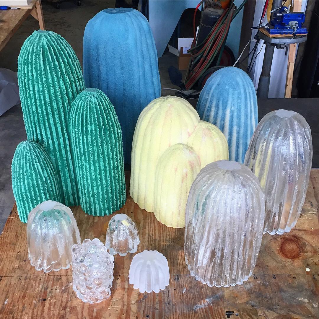 Cactus Table Lamp | Resin & Glass | White & Yellow