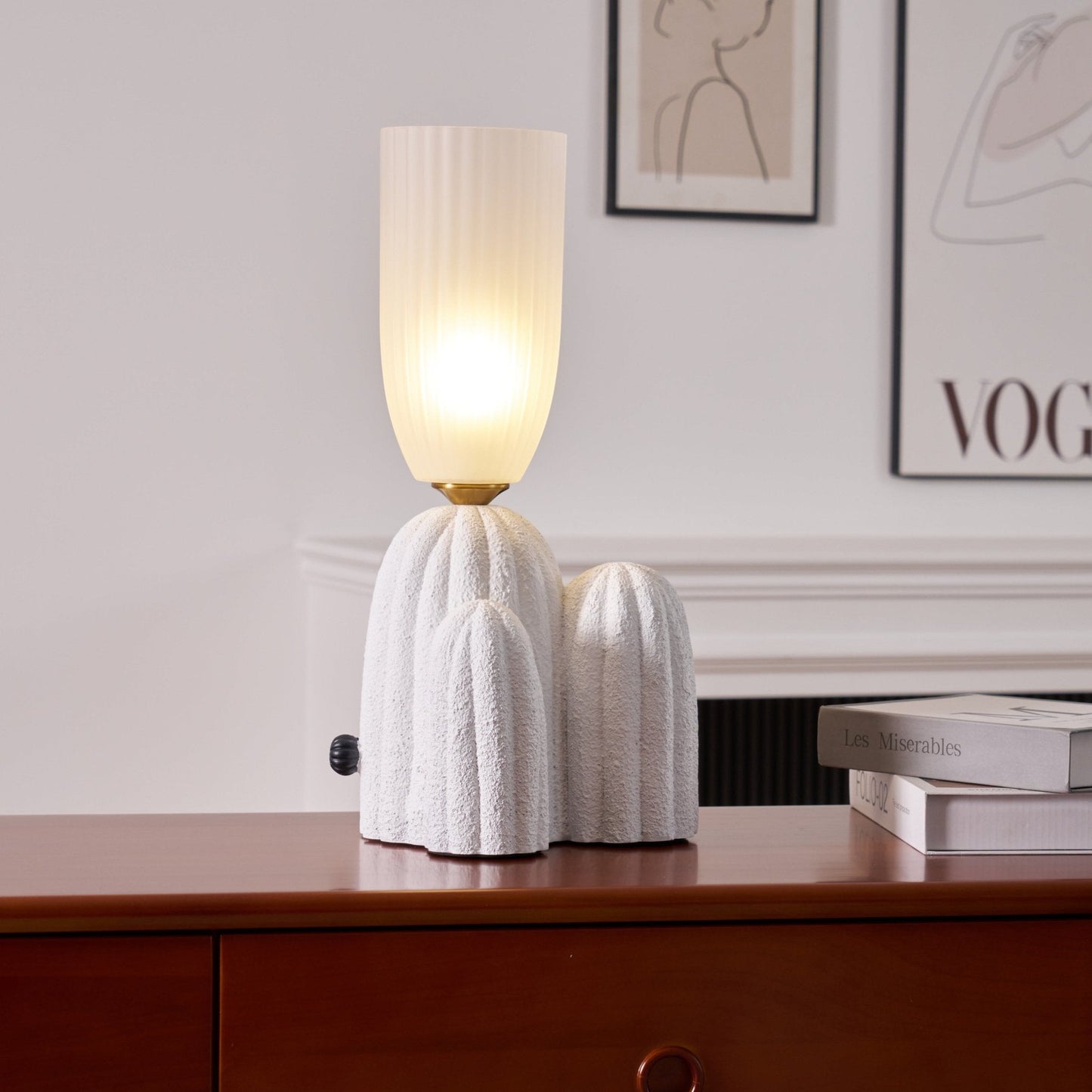 Cactus Table Lamp | Resin & Glass | White & Yellow