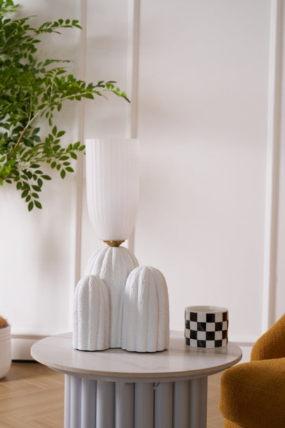 Cactus Table Lamp | Resin & Glass | White & Yellow