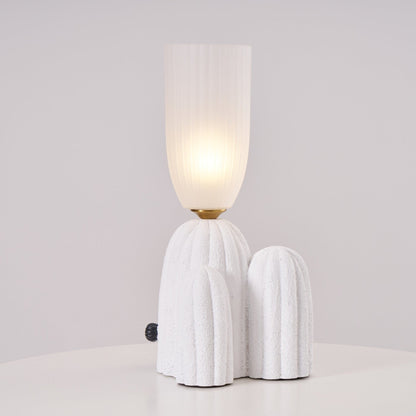 Cactus Table Lamp | Resin & Glass | White & Yellow