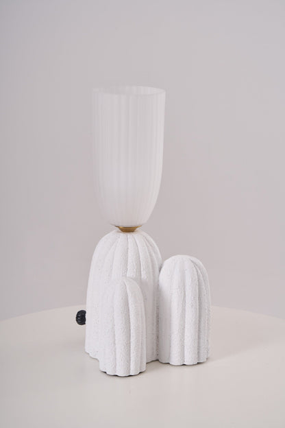 Cactus Table Lamp | Resin & Glass | White & Yellow