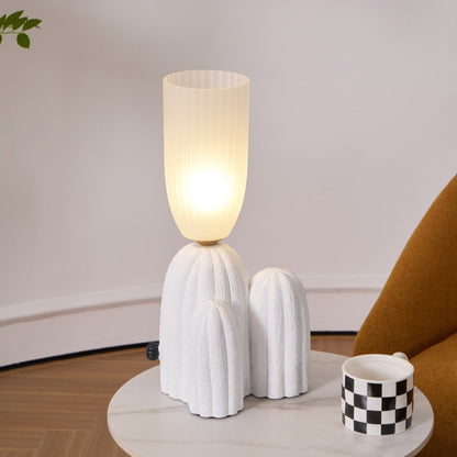 Cactus Table Lamp | Resin & Glass | White & Yellow