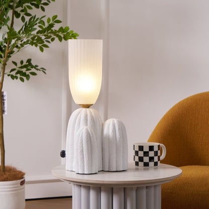 Cactus Table Lamp | Resin & Glass | White & Yellow