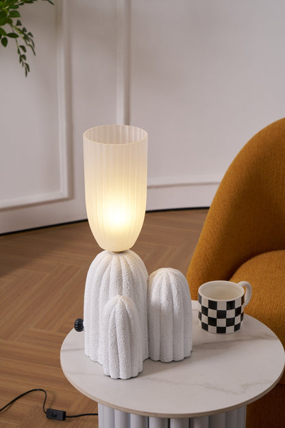 Cactus Table Lamp | Resin & Glass | White & Yellow