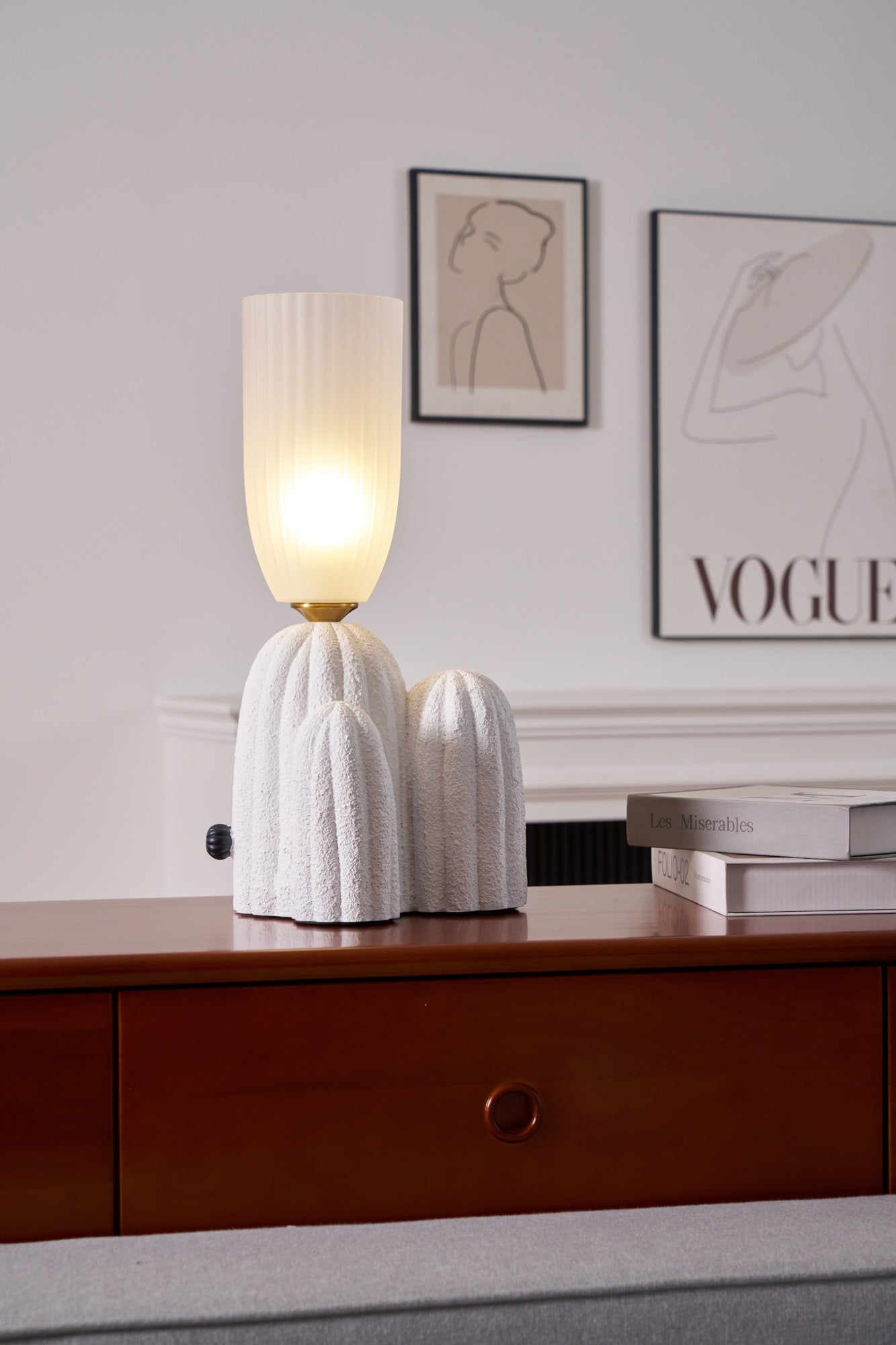 Cactus Table Lamp | Resin & Glass | White & Yellow