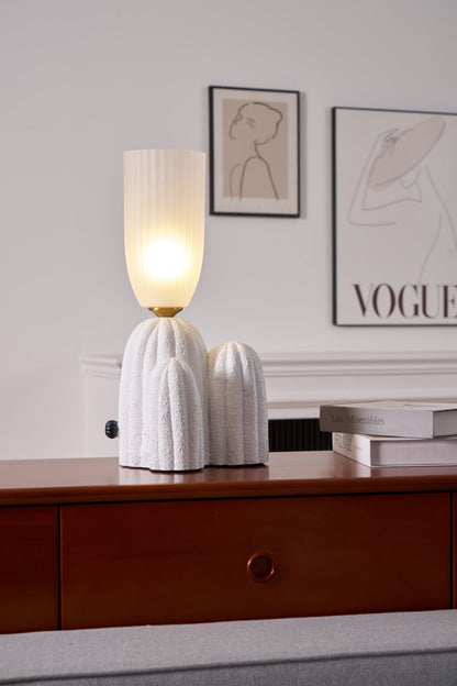 Cactus Table Lamp | Resin & Glass | White & Yellow