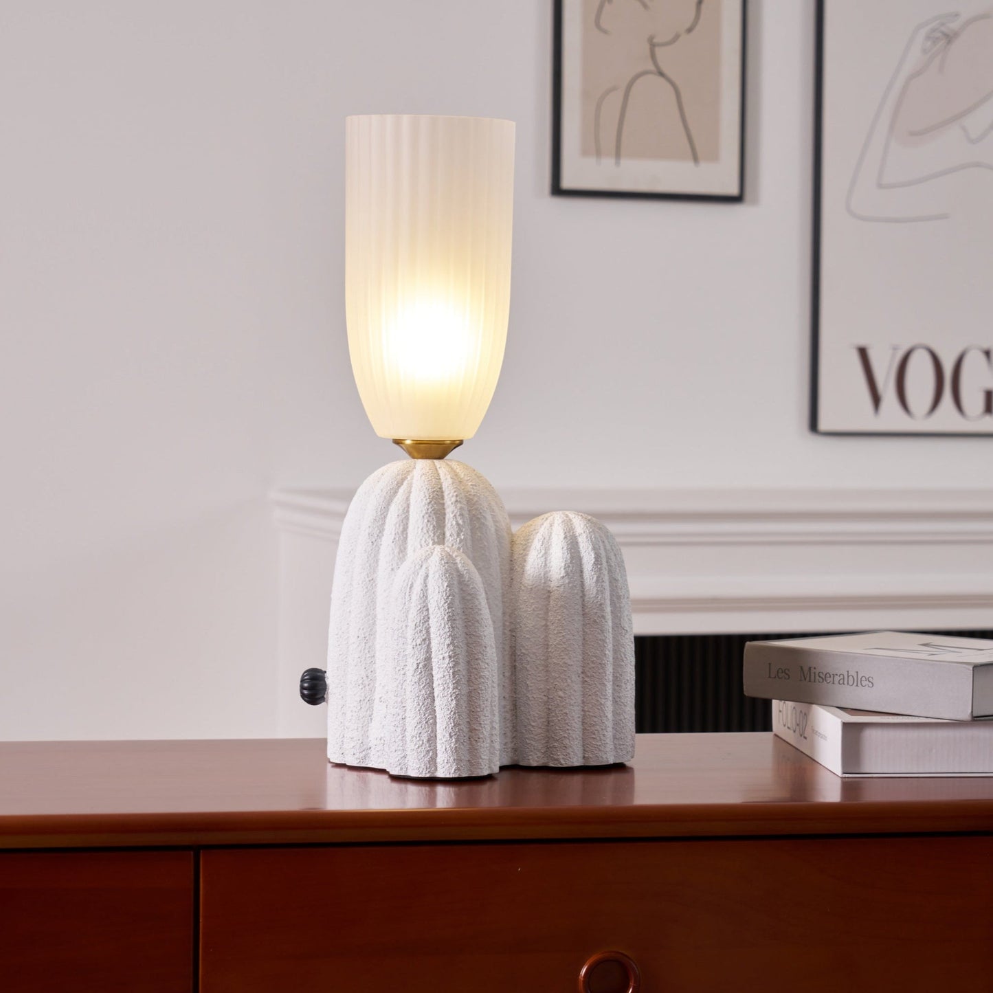 Cactus Table Lamp | Resin & Glass | White & Yellow