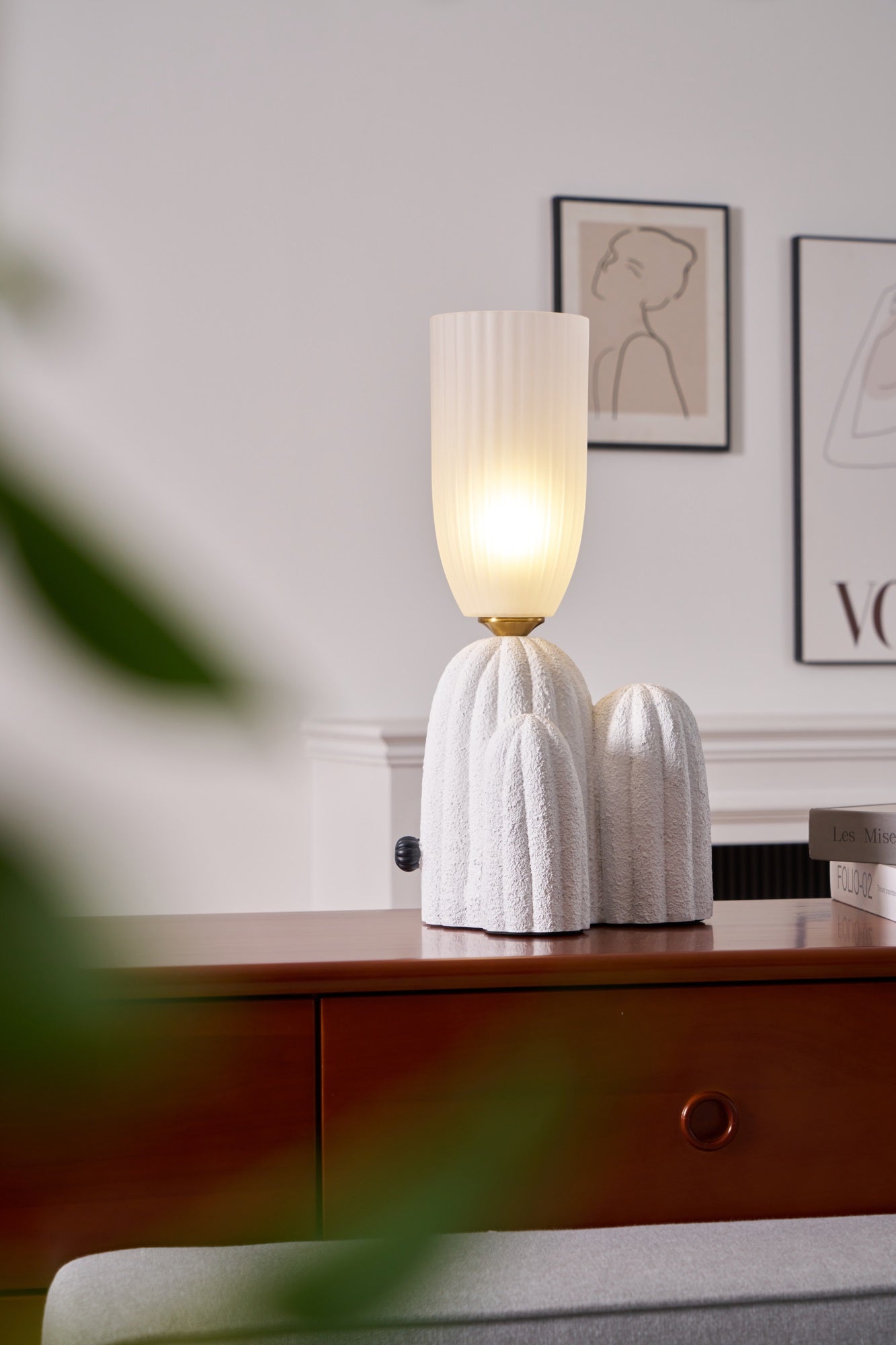 Cactus Table Lamp | Resin & Glass | White & Yellow