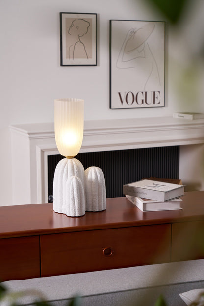 Cactus Table Lamp | Resin & Glass | White & Yellow