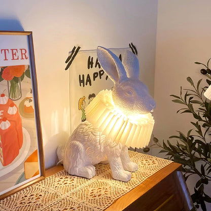 Rabbit Table Lamp | White Resin & Acrylic | Integrated LED