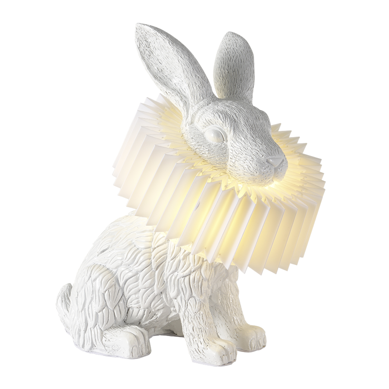 Rabbit Table Lamp | White Resin & Acrylic | Integrated LED