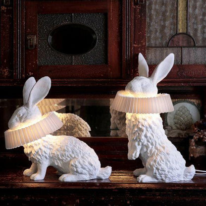 Rabbit Table Lamp | White Resin & Acrylic | Integrated LED