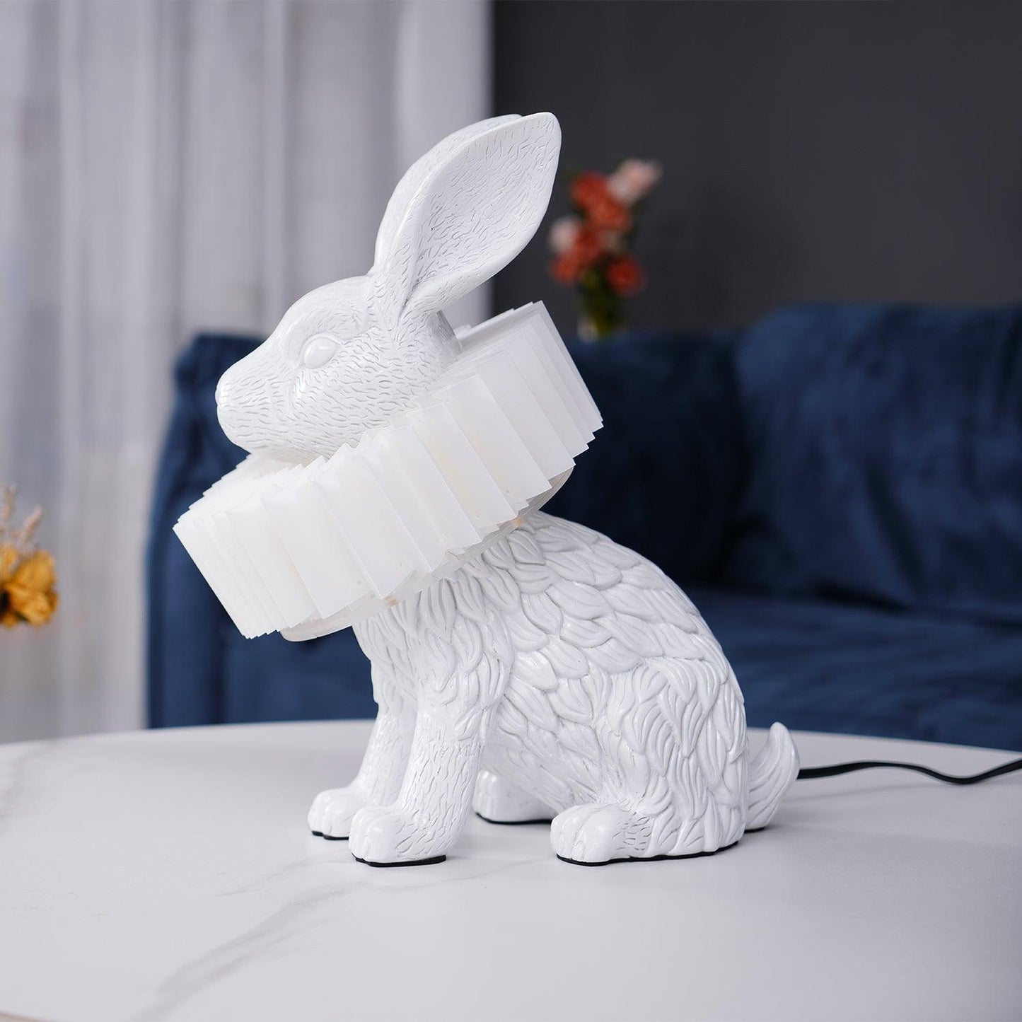 Rabbit Table Lamp | White Resin & Acrylic | Integrated LED