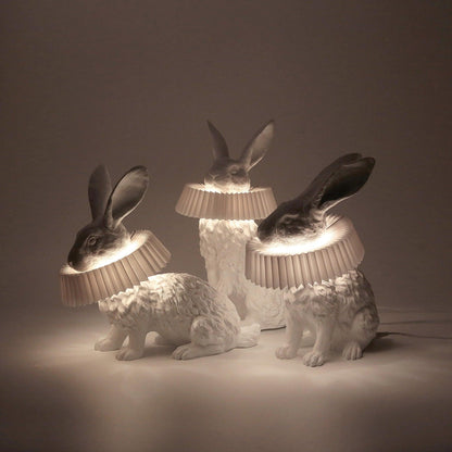 Rabbit Table Lamp | White Resin & Acrylic | Integrated LED