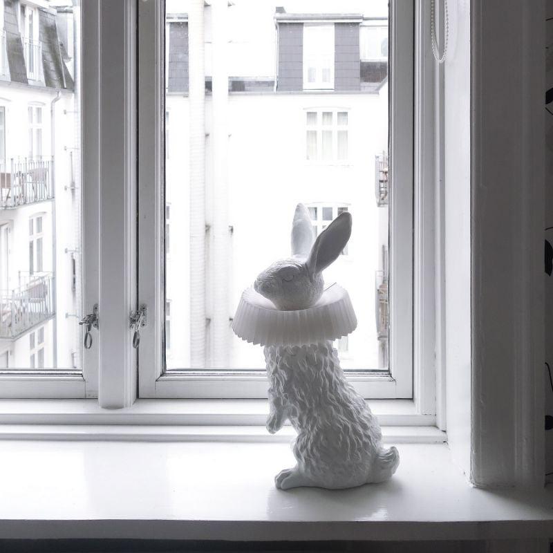 Rabbit Table Lamp | White Resin & Acrylic | Integrated LED