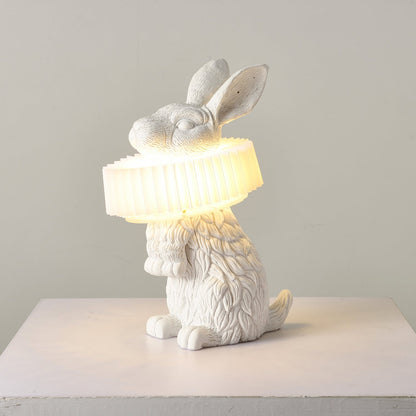 Rabbit Table Lamp | White Resin & Acrylic | Integrated LED