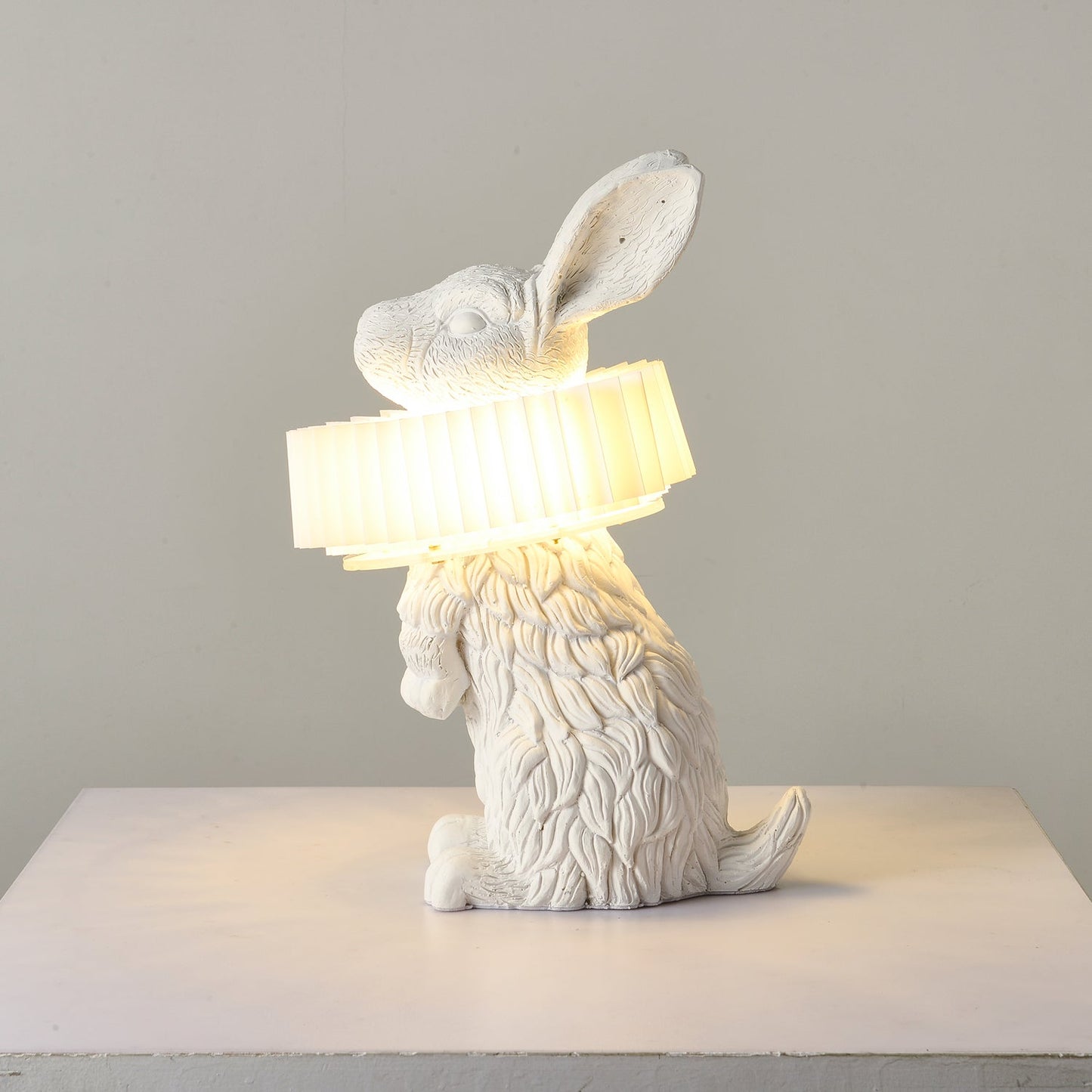 Rabbit Table Lamp | White Resin & Acrylic | Integrated LED