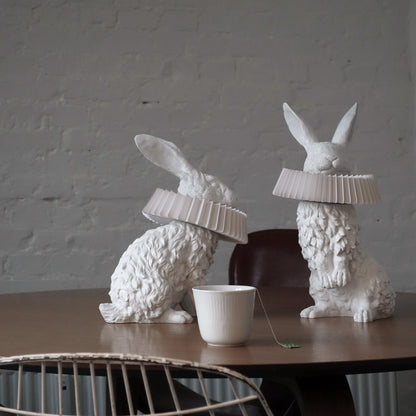Rabbit Table Lamp | White Resin & Acrylic | Integrated LED