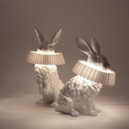 Rabbit Table Lamp | White Resin & Acrylic | Integrated LED