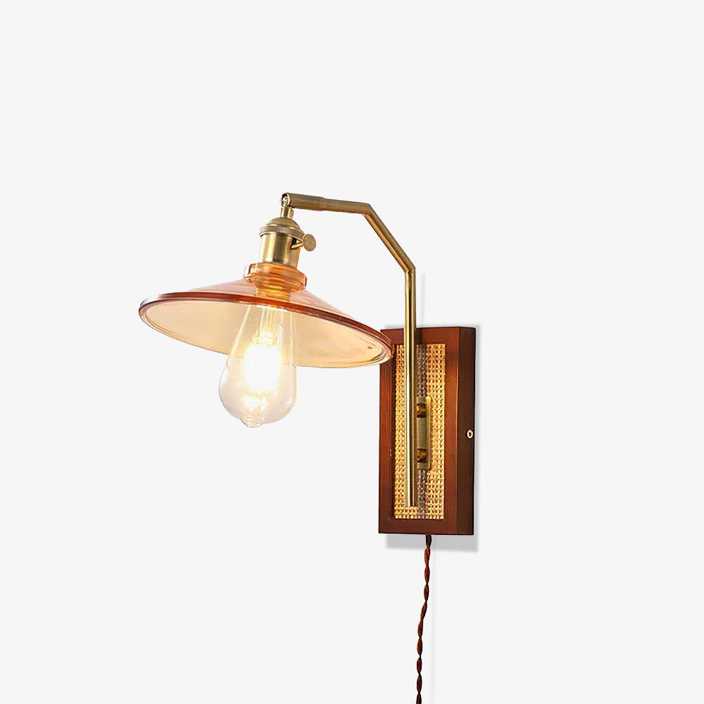 Rafi Wall Lamp Set | Bamboo, Glass & Brass | Green & Cognac
