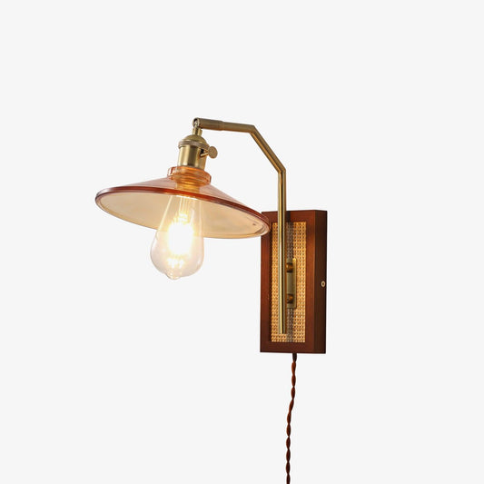 Rafi Wall Lamp Set | Bamboo, Glass & Brass | Green & Cognac