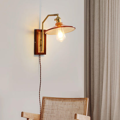 Rafi Wall Lamp Set | Bamboo, Glass & Brass | Green & Cognac