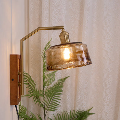 Rafi Wall Lamp Set | Bamboo, Glass & Brass | Green & Cognac