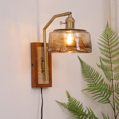 Rafi Wall Lamp Set | Bamboo, Glass & Brass | Green & Cognac