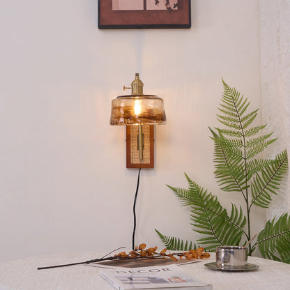 Rafi Wall Lamp Set | Bamboo, Glass & Brass | Green & Cognac