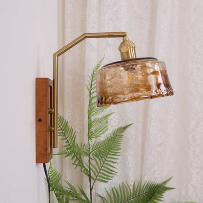 Rafi Wall Lamp Set | Bamboo, Glass & Brass | Green & Cognac