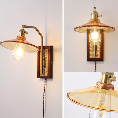 Rafi Wall Lamp Set | Bamboo, Glass & Brass | Green & Cognac
