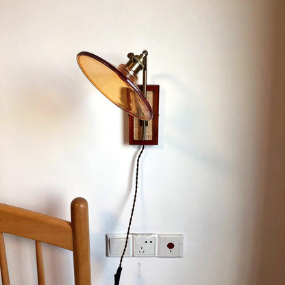 Rafi Wall Lamp Set | Bamboo, Glass & Brass | Green & Cognac