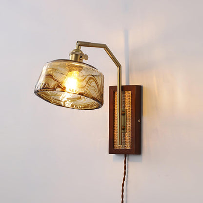 Rafi Wall Lamp Set | Bamboo, Glass & Brass | Green & Cognac
