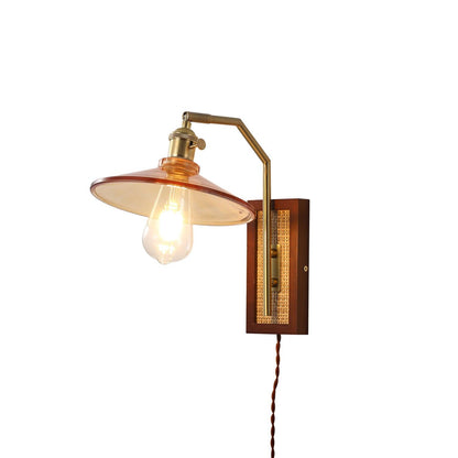 Rafi Wall Lamp Set | Bamboo, Glass & Brass | Green & Cognac