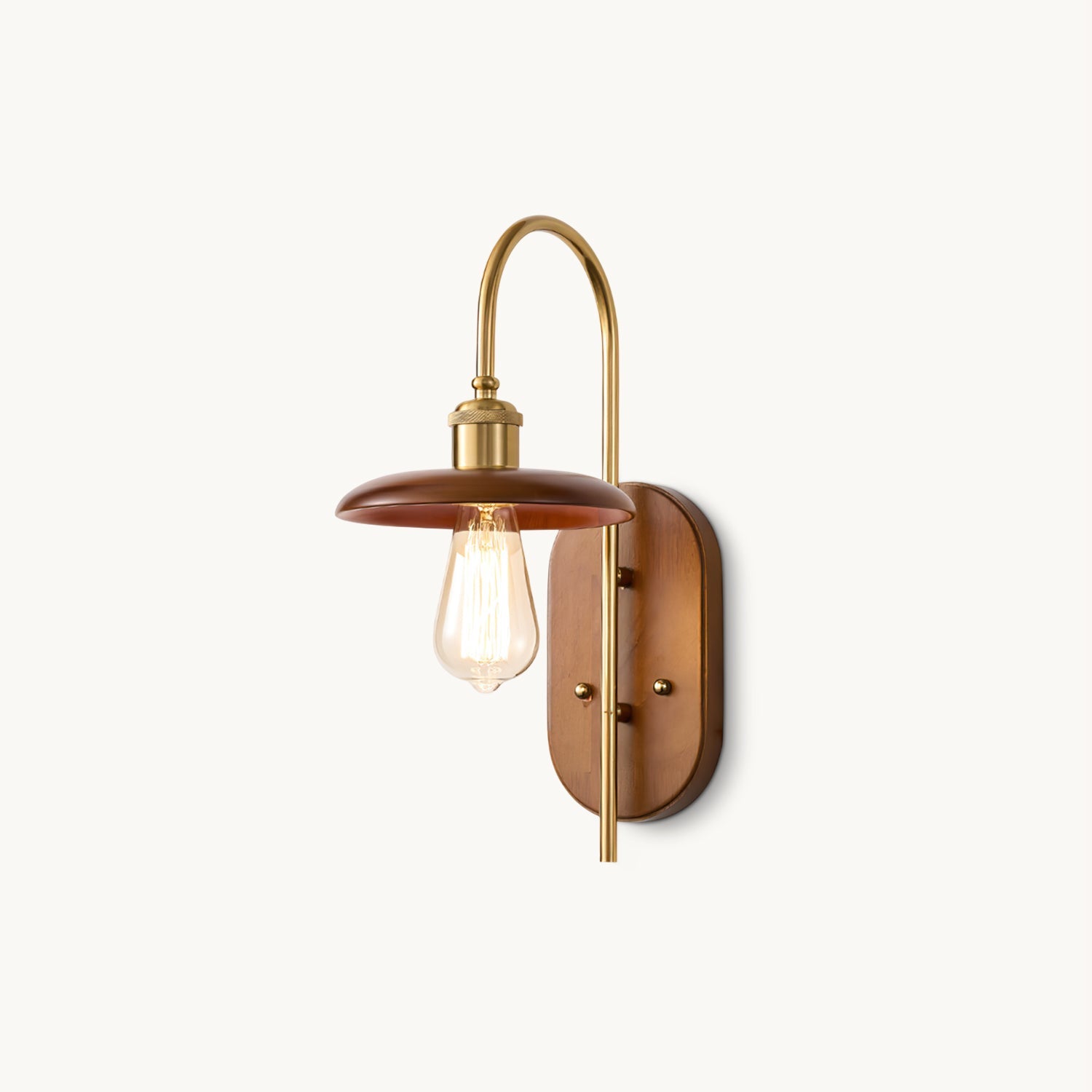 Rafi Wall Light | Brass & Walnut Wood | Retro Design