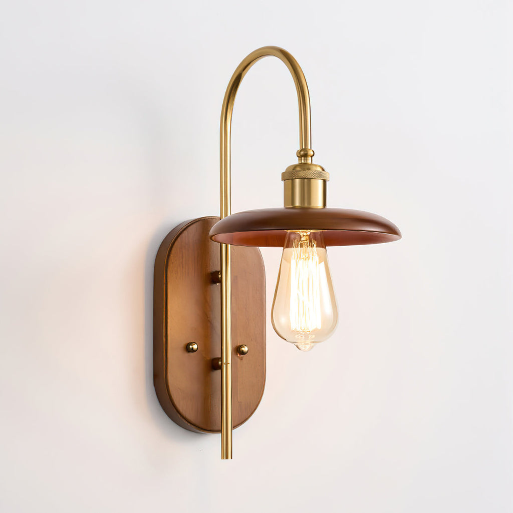 Rafi Wall Light | Brass & Walnut Wood | Retro Design