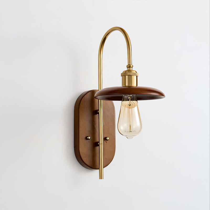 Rafi Wall Light | Brass & Walnut Wood | Retro Design