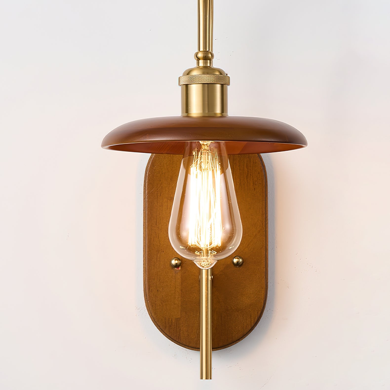 Rafi Wall Light | Brass & Walnut Wood | Retro Design