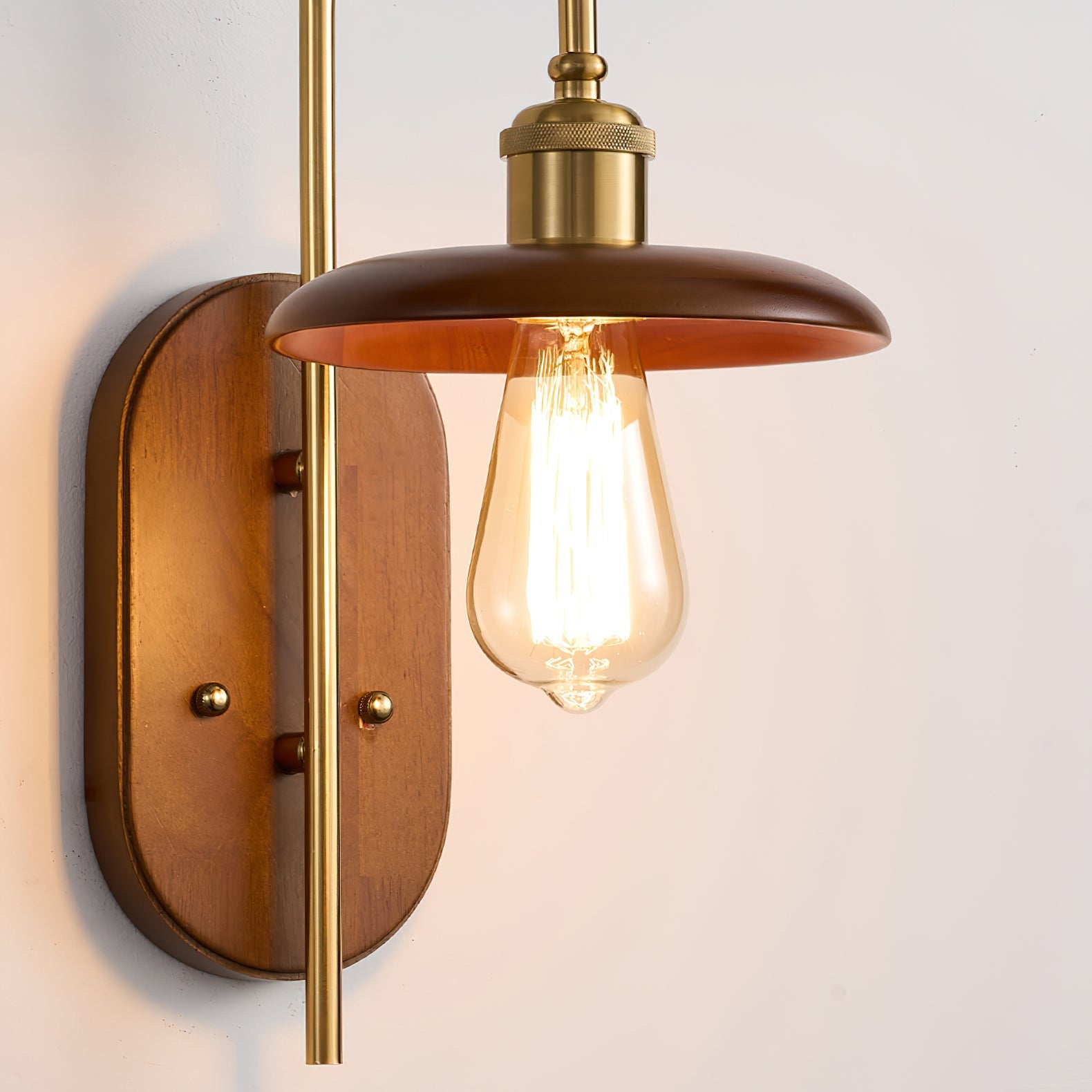 Rafi Wall Light | Brass & Walnut Wood | Retro Design