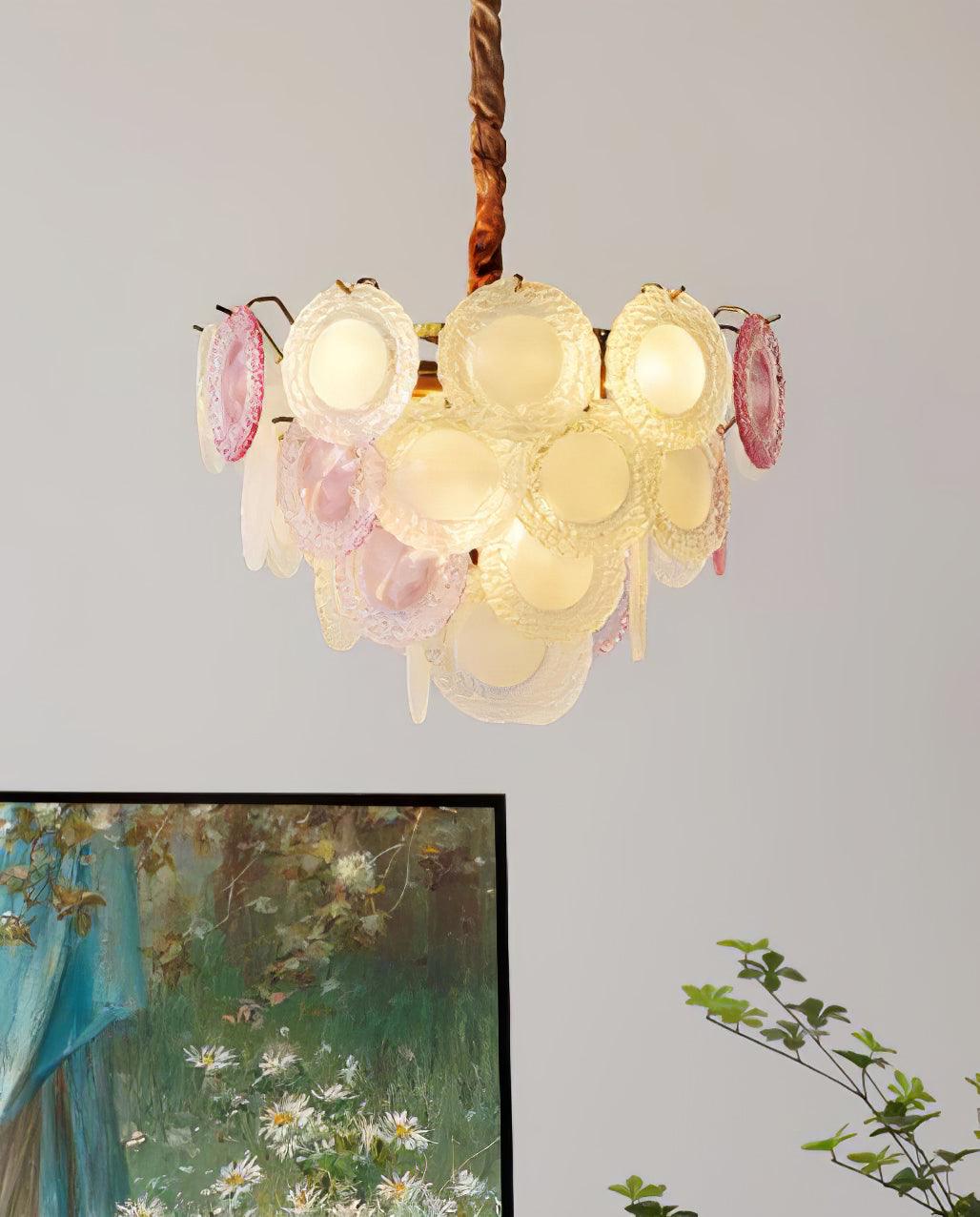 Rainbow Chandelier | Iron & Mesh | Black Multi-Color Shades