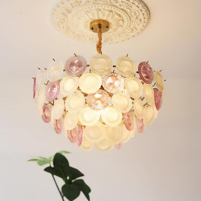 Rainbow Chandelier | Iron & Mesh | Black Multi-Color Shades